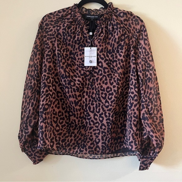 NWT‎ GENERATION LOVE Noa Blouse in Speckled Leopard Animal Print Size Small - Picture 1 of 15